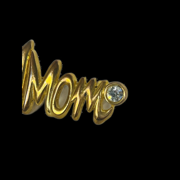 #1 MOM Gold Tone Vintage Brooch Pin 2" Mother Love Number ONE Mom Gift - Picture 2 of 7